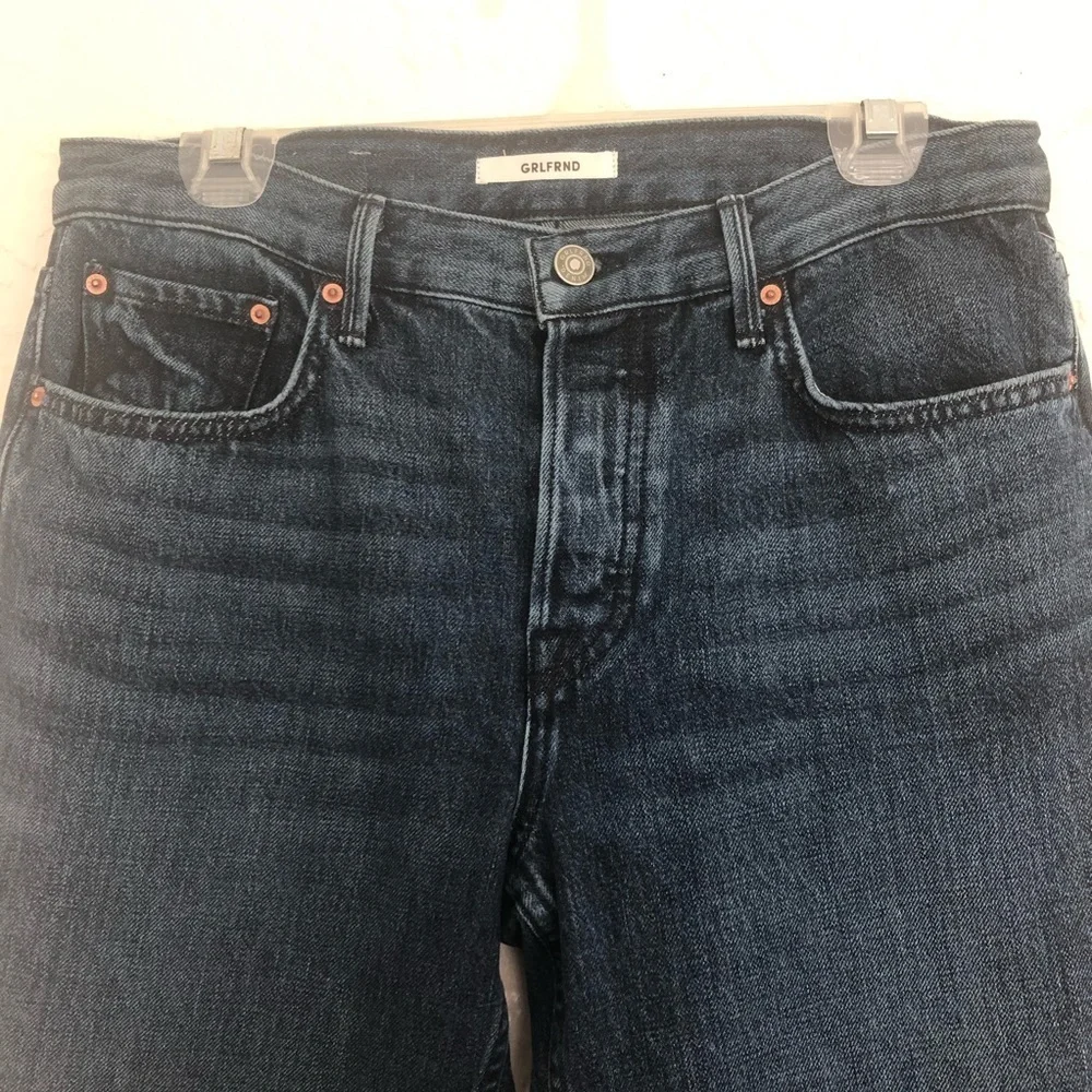 GRLFRND Jeans Tatum High Rise Straight Cropped Raw Hem Stretch Jeans Size 28
